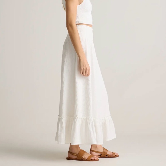 100% Organic Cotton Gauze Smocked Maxi Skirt - Picture 2 of 8